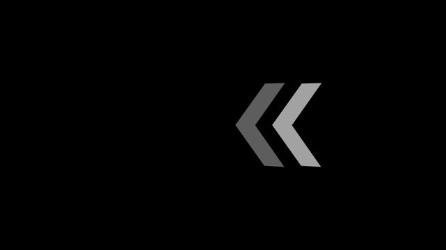 Right-directional arrow loop animation. Animated arrows for the overlay video layer. arrow icon concept animation Glowing orange arrows moving in a seamless loop on black background.