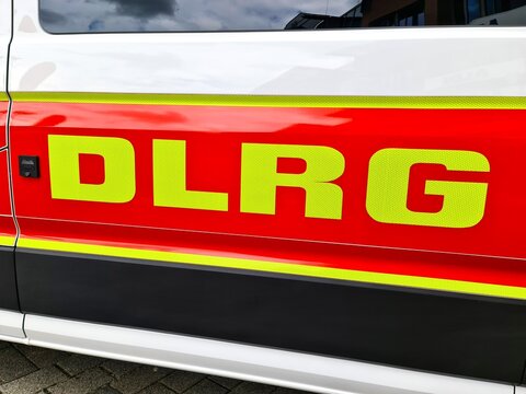 Hamburg, Germany - 06. June 2026: DLRG life saving service vehicle in Germany