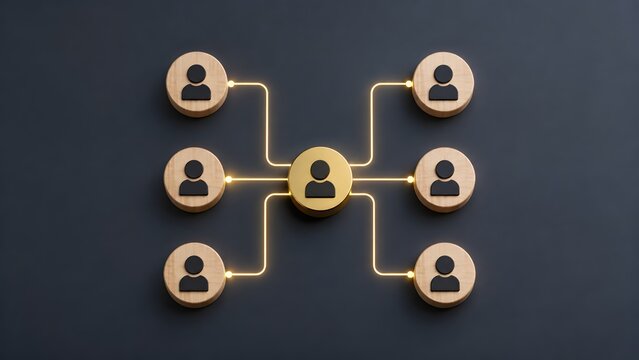 Team Collaboration Network and Organizational Leadership Concept with Connected People Icons