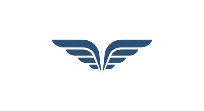 Wings logo with blue lines.