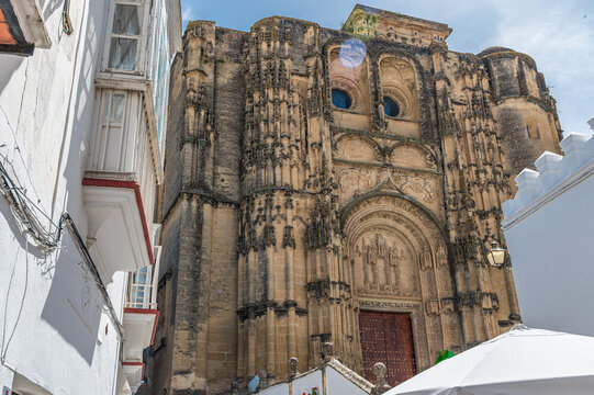 Basilica of Santa Maria de la Asuncion facade in Arcos, Spain