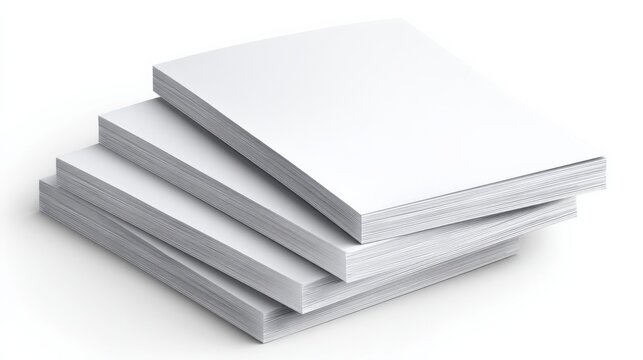 Stack of Blank White Paper Sheets for Copying or Printing