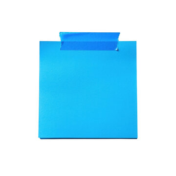 Bright blue square adhesive memo pad with tape as PNG element isolated on transparent background