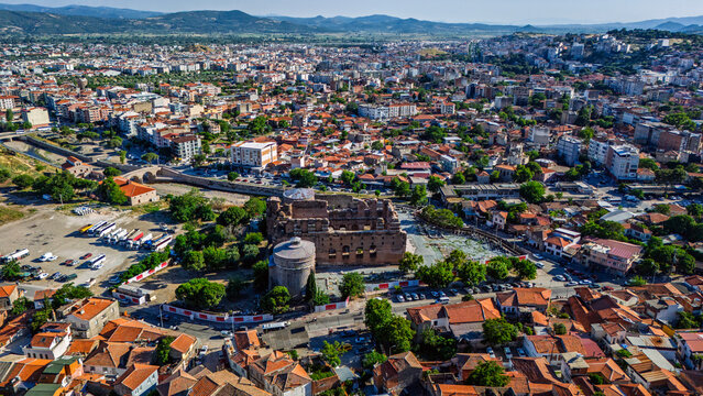 Aerial View of Kizil Avlu Red Basilica in Bergama, Turkey