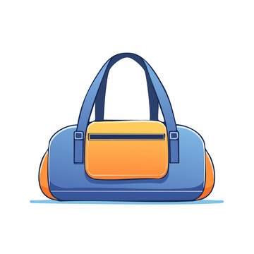 Blue and Orange Duffle Bag Illustration