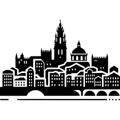 Fototapeta premium Porto Skyline Stamp Vector Icon