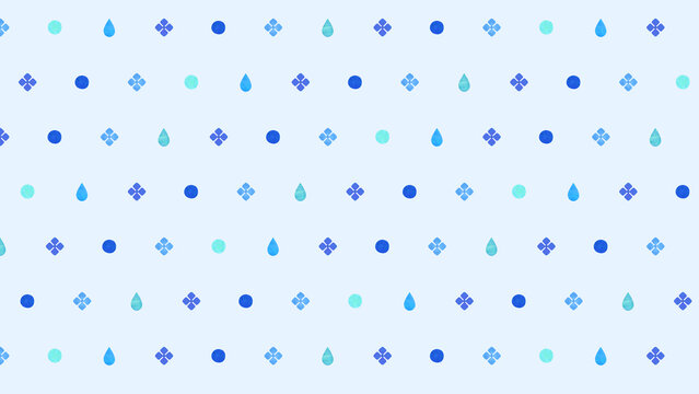 Flat design blue pattern with hydrangea water drop and circle