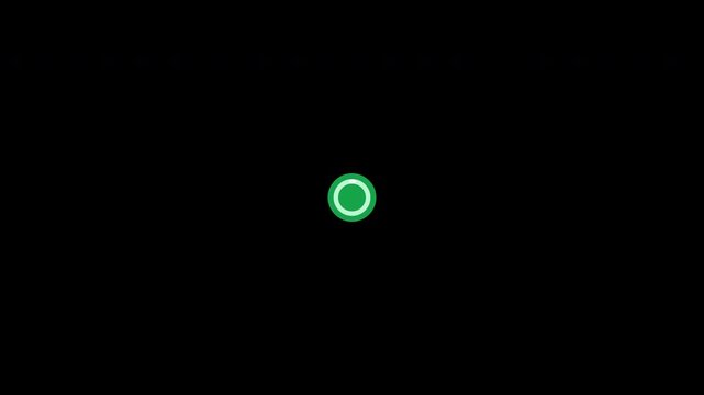 Bright glowing green circle on dark black background, minimal and simple design element suitable for technology or futuristic concepts.