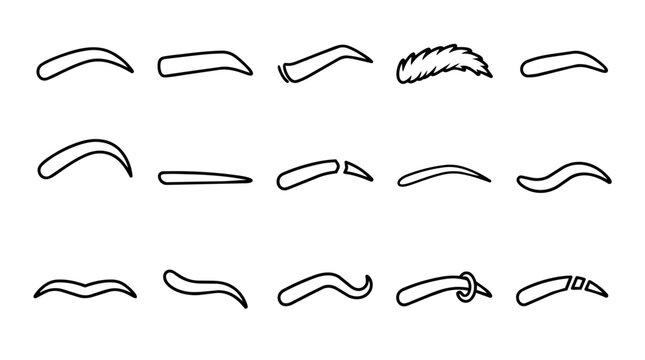 Set of various outline eyebrow shapes