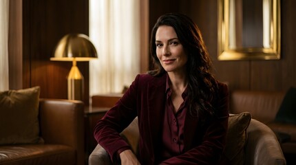 Fototapeta premium Woman sitting in a luxurious room.