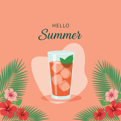 Refreshing Summer Drink Illustration. Tropical Beverage Graphic. Flat Design Art. Vibrant Digital Template. © khafid
