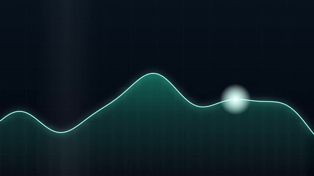 Glowing Neon Cyan Line Chart Animation with Moving Light Particle on Dark Background