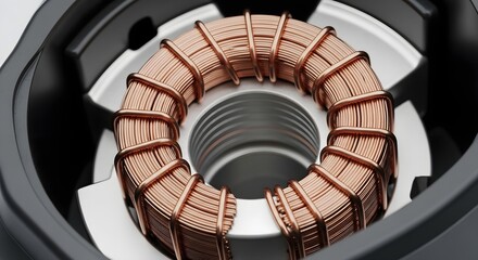 Obraz premium Close-up of Copper Motor Windings in Mechanical Device