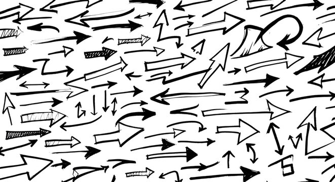 Hand drawn arrows on isolated on transparent background