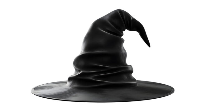 Black witch hat isolated on transparent background halloween costume prop