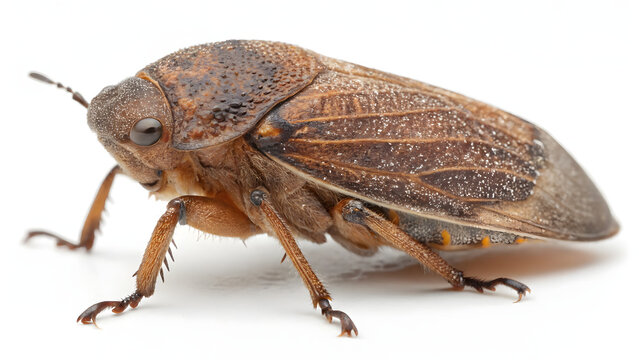 Close-up macro of a cockroach isolated on a white background