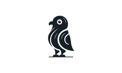 Fototapeta premium Weird Pigeon black vector logo illustration on white background