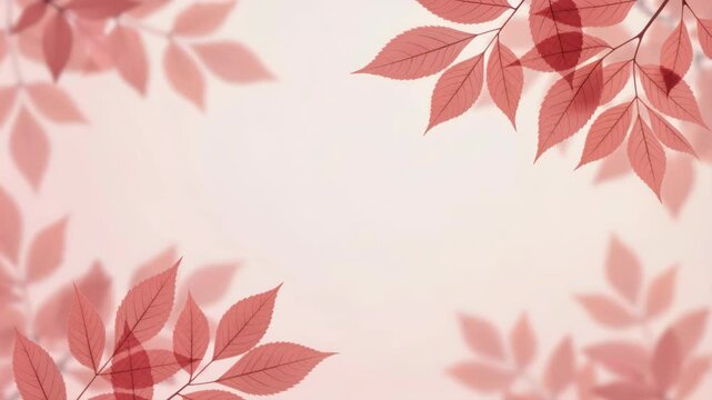 Autumn Leaves Border: Delicate, translucent red leaves, possibly from a maple or ash tree, form a natural border on a soft, muted background, evoking a gentle autumnal feel.