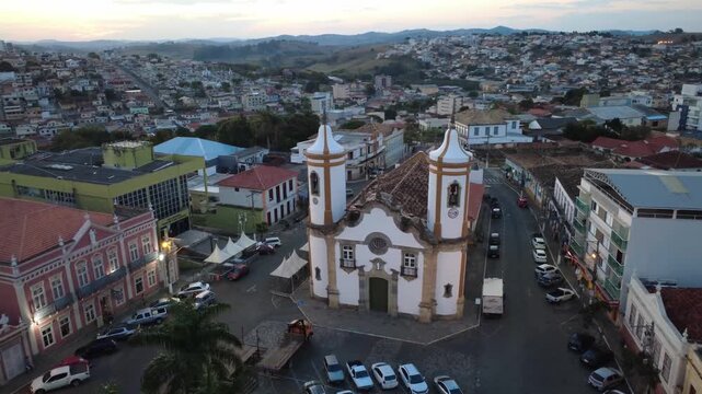 Aerial panoramic flight of Our Lady of Oliveira Church