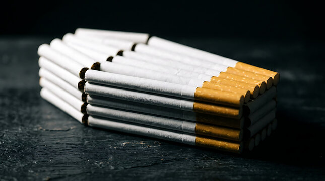 A Somber Anti Smoking Concept Featuring A Coffin Shaped Stack Of Cigarettes Symbolizing The Serious Health Risks Associated With Tobacco Usage