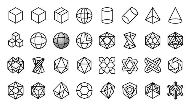 Geometric Shapes Collection: 3D Forms, Polygons, and Abstract Designs