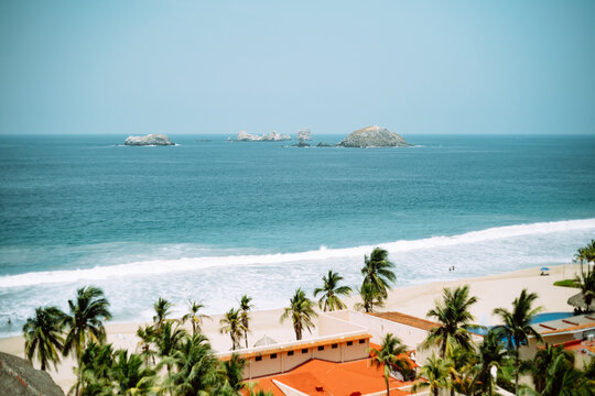 Mexican Beach Landscape at Day. Ixtapa, Guerrero.