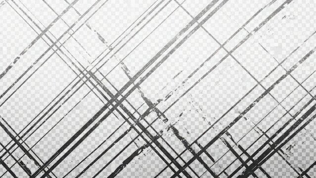 Abstract grid pattern with overlapping lines on transparent background