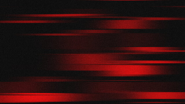 Abstract red and black horizontal speed lines background with grainy motion blur effect