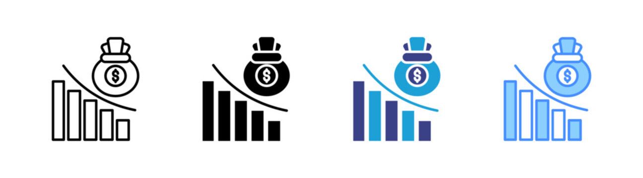 Decrease icon set multiple style collection