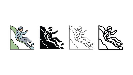 Four different colored illustrations of people rock climbing down a steep slope © MDISMAIL