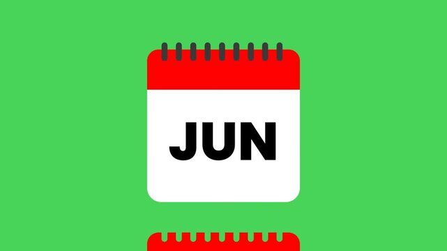 Animated Calendar Months Loop: Time Progression, Planning, Scheduling, Deadlines, Events