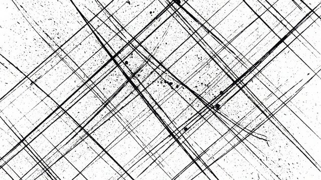Abstract black and white lines on transparent background