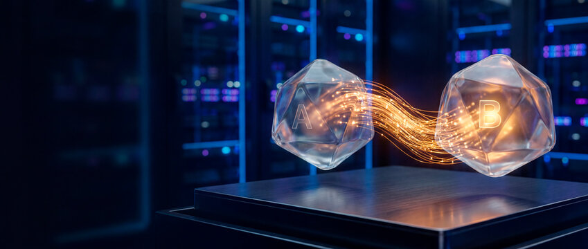 Encrypted data transfer between two crystal nodes in a dark server room