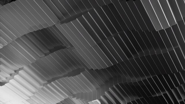 Repetitive Industrial Panels Creating Deep Shadows And Textured Grayscale Surfaces For Visual Impact