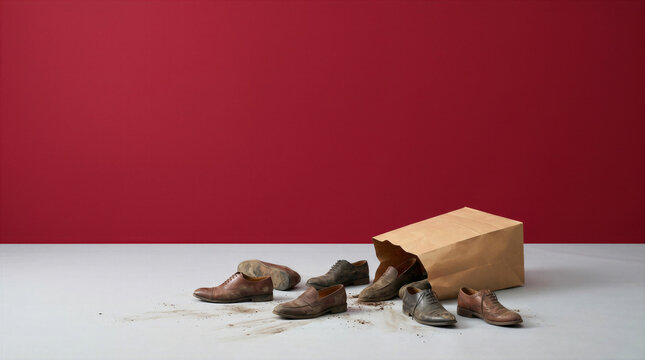 Career Collapse and Workforce Turnover Concept with Shoes Spilling from a Paper Bag