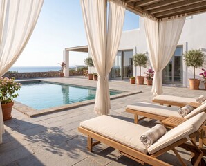 Fototapeta premium Boutique Resort Villa Arrival Path for Premium Travel Promotion