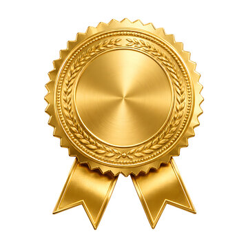 Golden wax seal with ribbon Isolated on Transparent Background