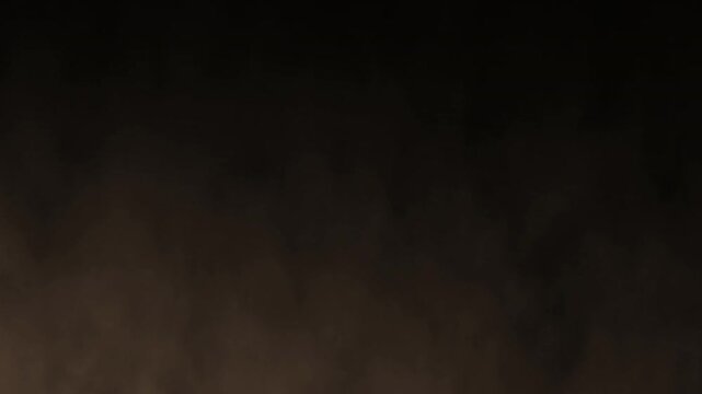 Realistic brown sand dust storm black background fast moving mist vapor smog overlay for cinematic vfx and dramatic atmospheric transitions.