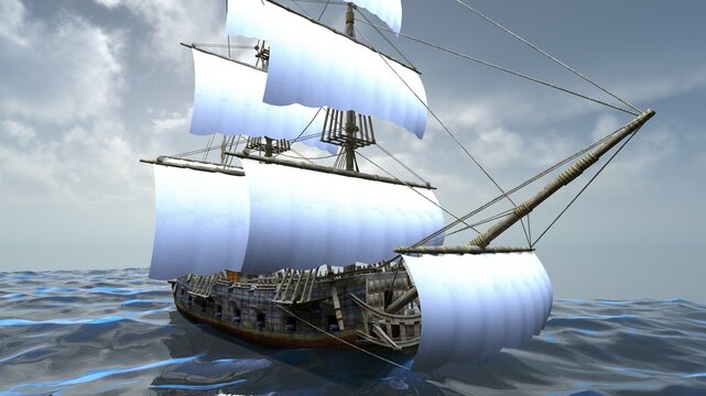 帆船　3DCGレンダリング