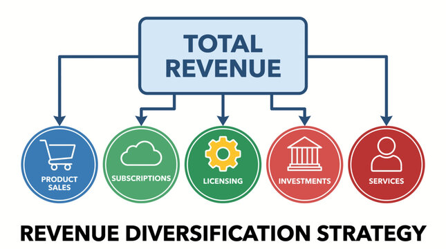 Revenue Diversification Strategy With Multiple Income Stream Icons