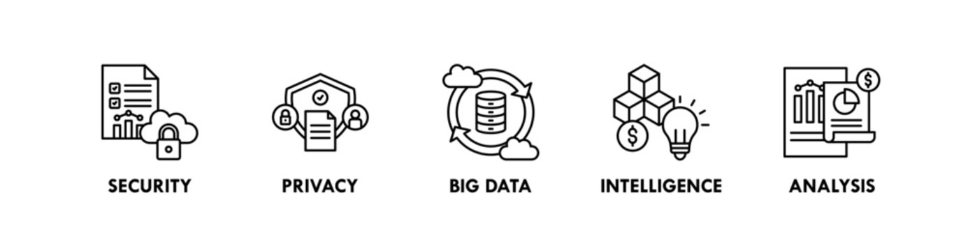 Data Driven banner web icon illustration concept with icon of security, privacy, big data, intelligence, and analysis