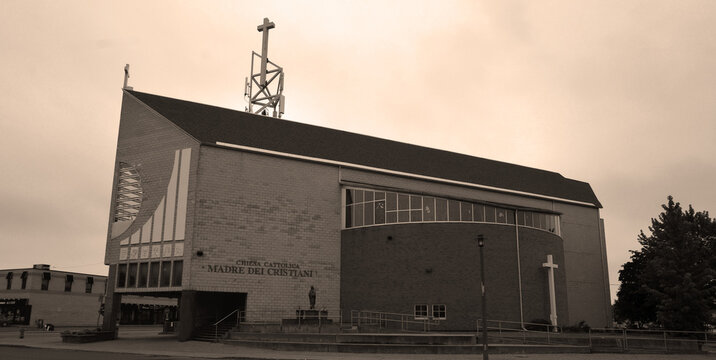 MONTREAL QUEBEC CANADA: The first Madre dei Cristiani Church was designed by Christian Bracco Pero and was built by engineer Rodolfo De Paoli in 1970.
