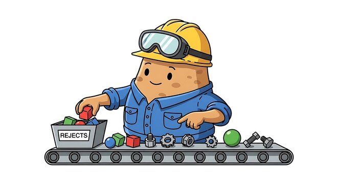 Construction worker operating mini excavator toy.