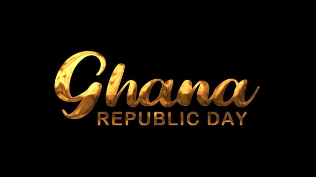 Ghana republic day text text animation in gold. Suitable for social media posts, holiday promotions, event banners, and celebratory designs.
