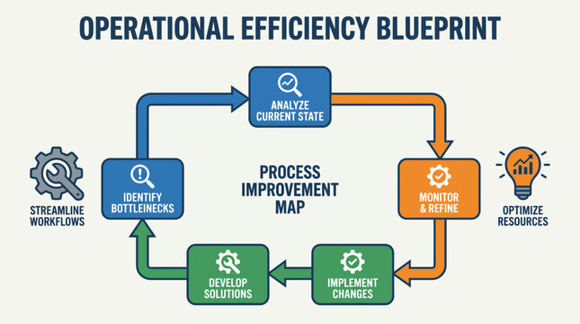 Operational Efficiency Blueprint With Process Improvement Map