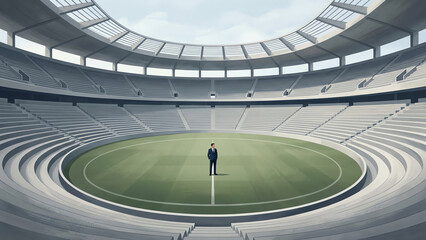 Fototapeta premium Stadium Leadership Illustration for Competition Strategy and Solitary Focus Concepts