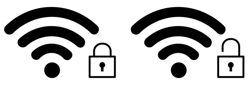 Set of vector Wi-Fi icon communication, telecommunication Wireless wifi signal icon set wifi free 2ghz  5ghz lock unlock positive negative