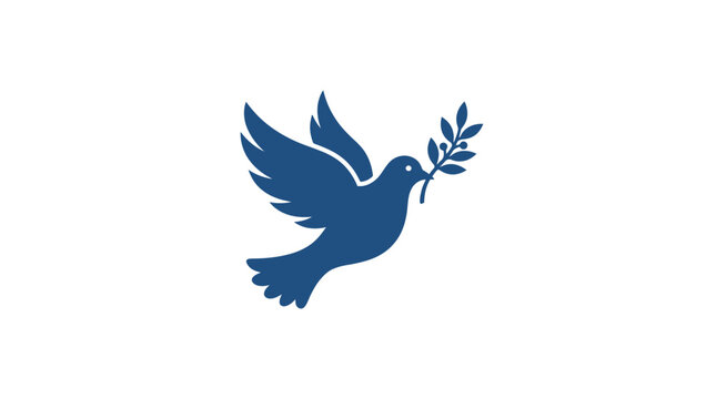 Blue dove with olive branch, symbol of peace