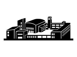Fototapeta premium Industrial factory complex building silhouette vector illustration