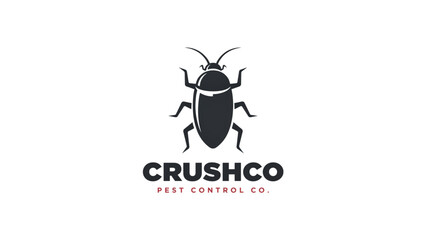 Black beetle insect logo for pest control company crushco Vector © MDSUJON